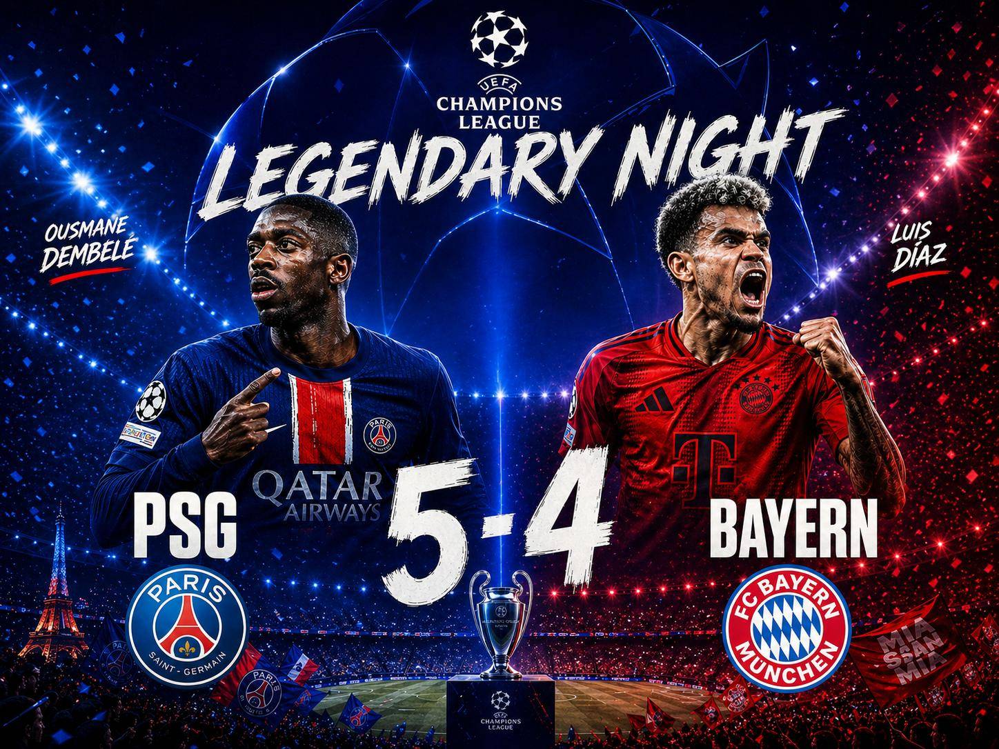 Psg versus bayern munich: a champions league thriller with nine goals