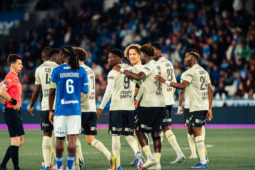 Action shot of AS Monaco vs Strasbourg match