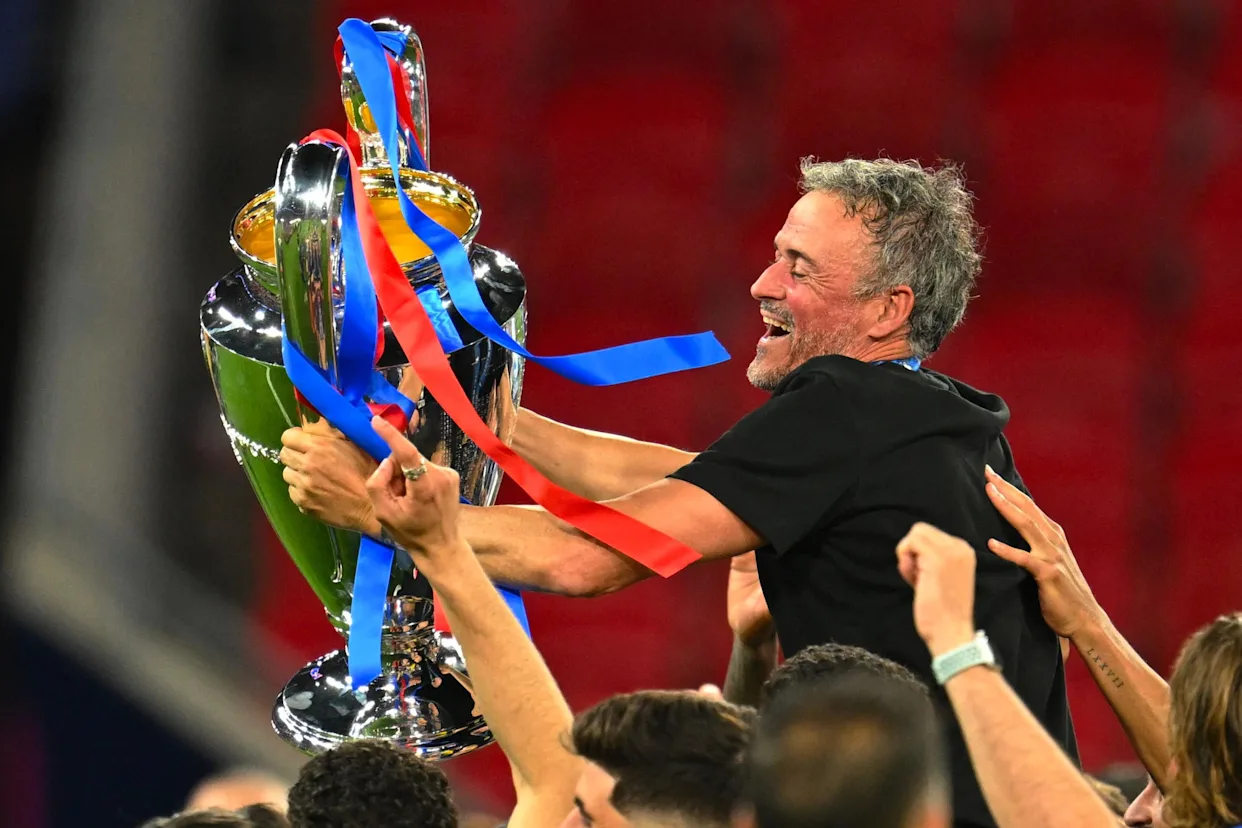 Paris Saint-Germain players celebrating Champions League victory