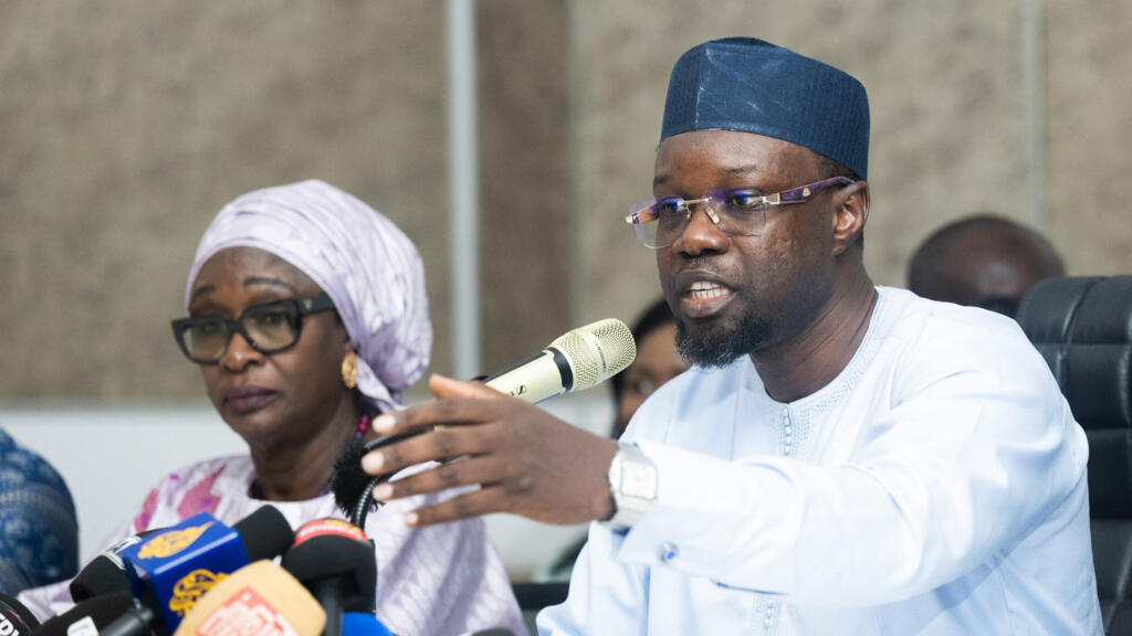 Ousmane Sonko during the press conference he held in Dakar on Tuesday, June 2.