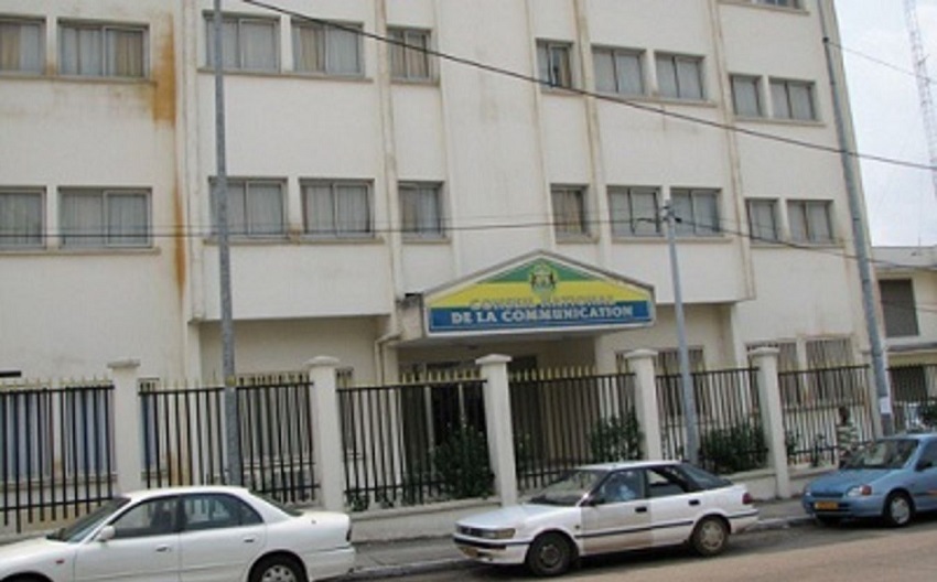 damaged office of Gabon's media regulator