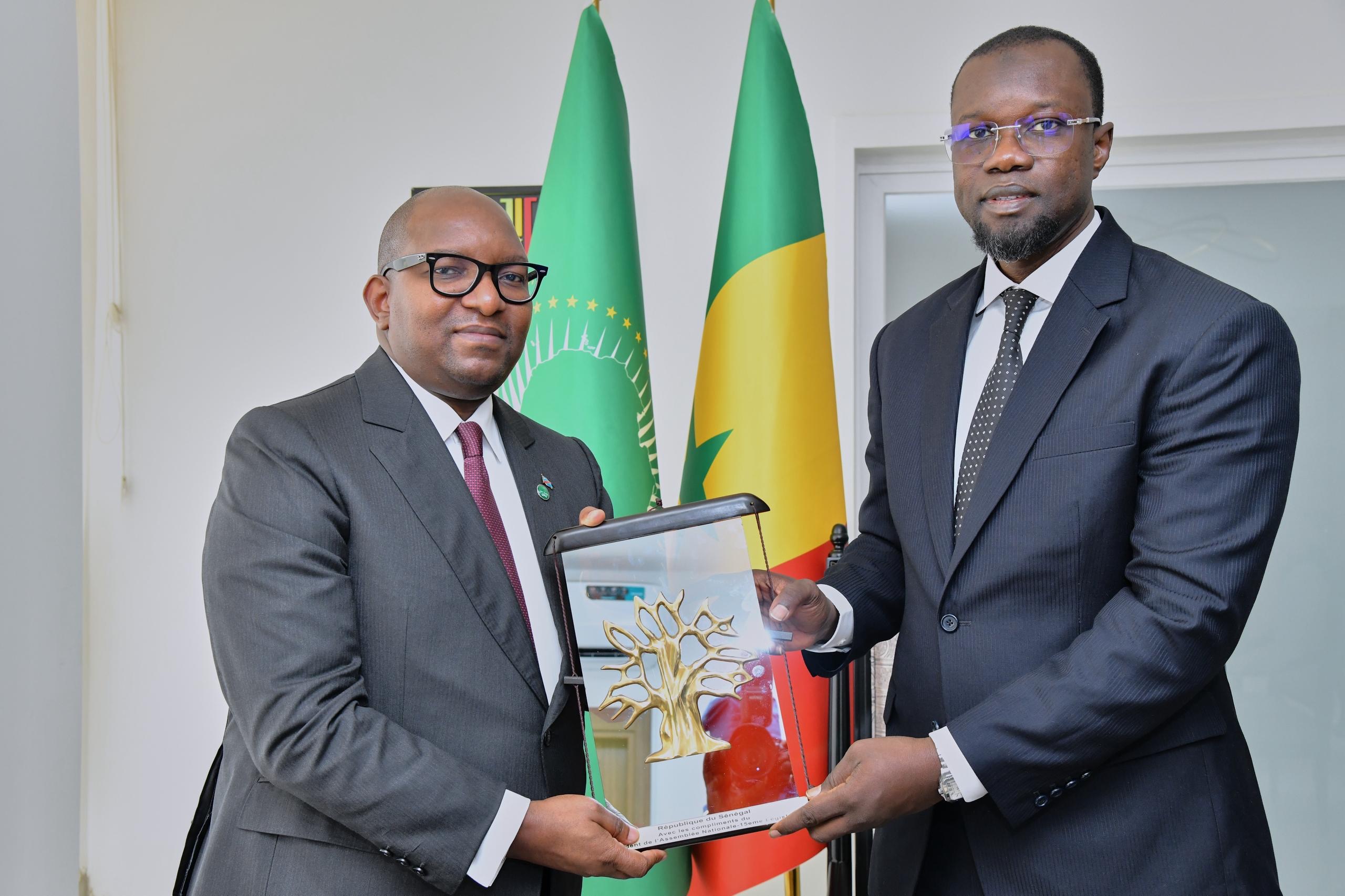 Ousmane Sonko and Jean-Michel Sama Lukonde in discussion