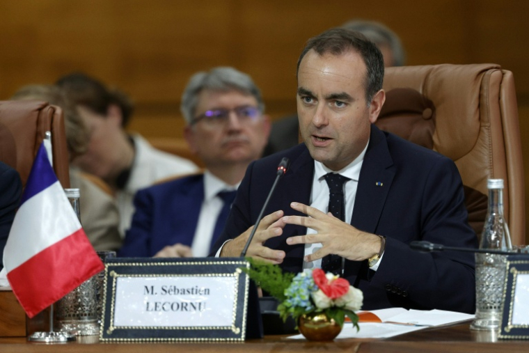 French Prime Minister Sébastien Lecornu delivers opening remarks during a plenary session with Moroccan ministers
