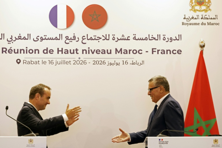 French Prime Minister Sébastien Lecornu (left) and Moroccan counterpart Aziz Akhannouch at a joint press conference in Rabat