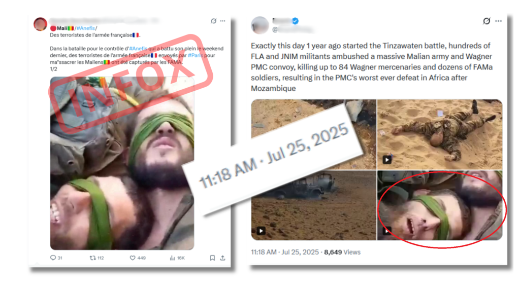 The same accounts later spread false claims about alleged French prisoners—again using archived images.