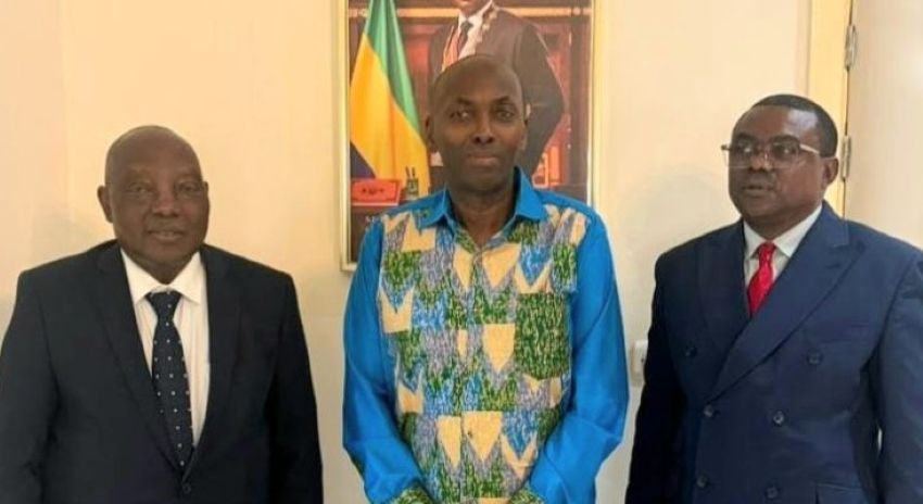 Gabonese officials meeting with GABAC delegation in Libreville