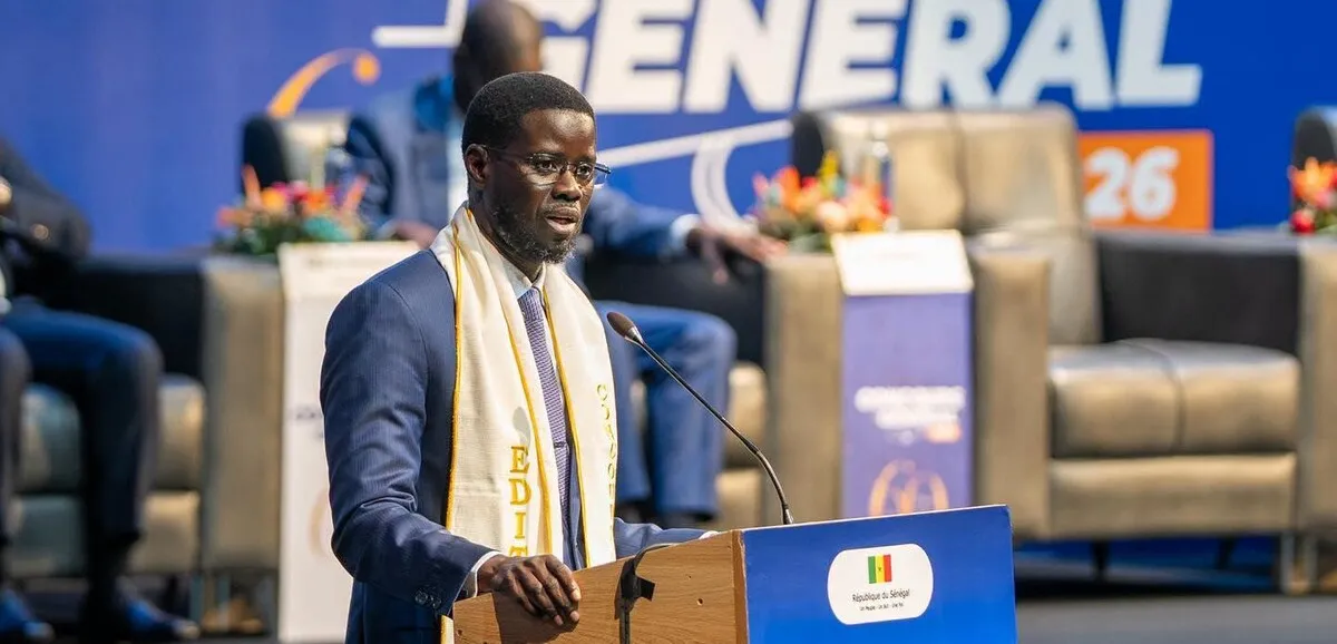 President Bassirou Diomaye Faye addressing Senegalese youth at the 2026 Dakar Youth Olympics ceremony