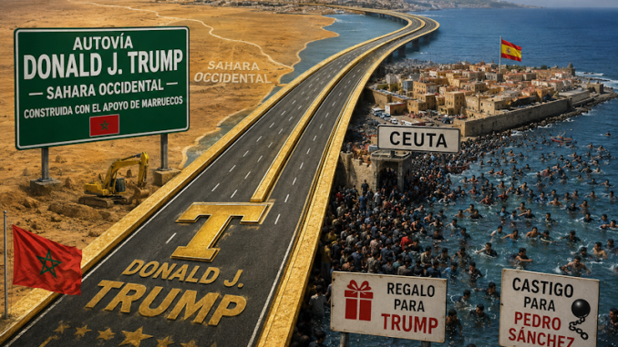 Moroccan highway named after Donald Trump with desert landscape in background
