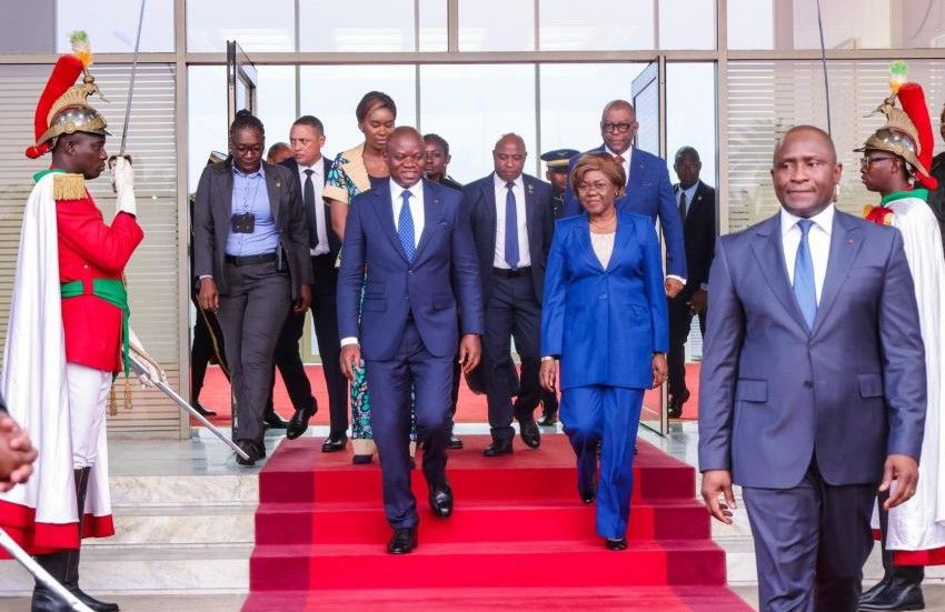 Gabon's President Oligui Nguema arriving in Abidjan