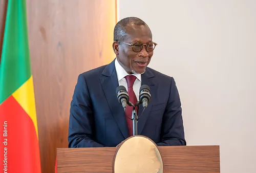 Patrice Talon, newly elected President of the Bénin Senate, speaking during his investiture ceremony