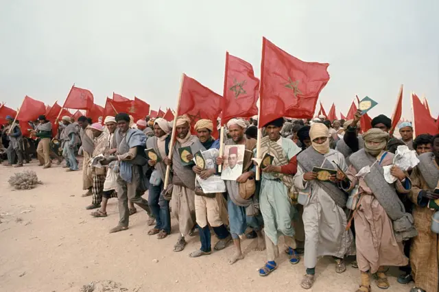 Moroccan civilians during the 1975 Green March