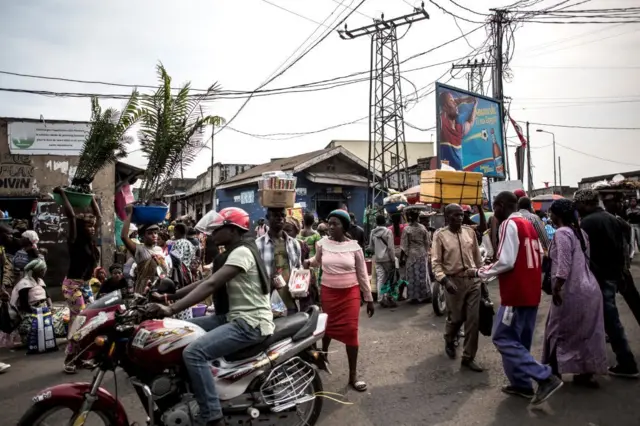 Busy intersection in Goma, Democratic Republic of Congo