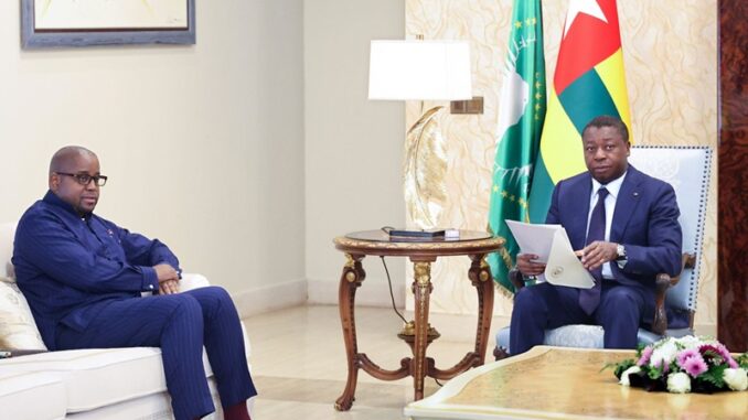 Togolese President Faure Gnassingbé receiving Congo's regional integration minister